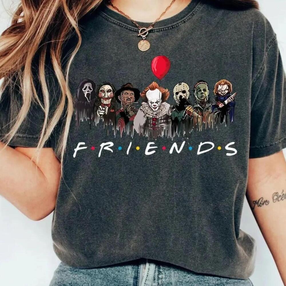 Horror Characters Friends Halloween Movie T Shirt
